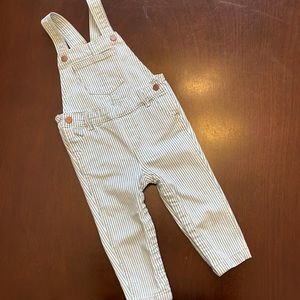 Old Navy white and blue striped toddler overalls